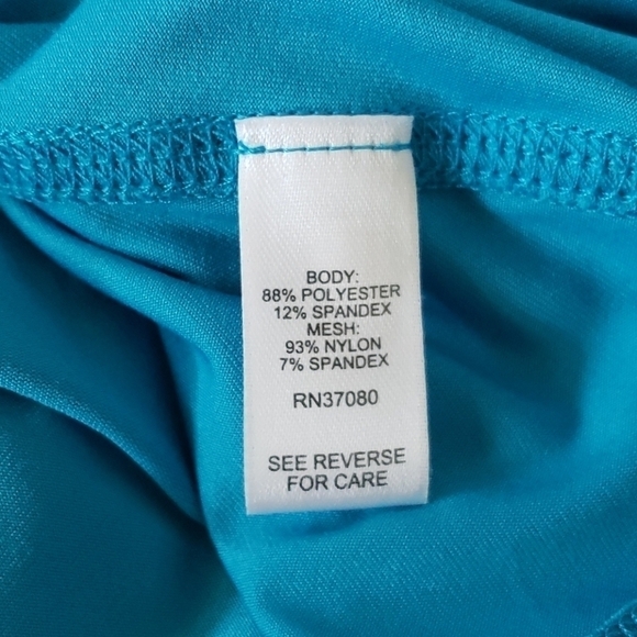 Cato turquoise cap sleeve mesh insert top - Picture 7 of 9